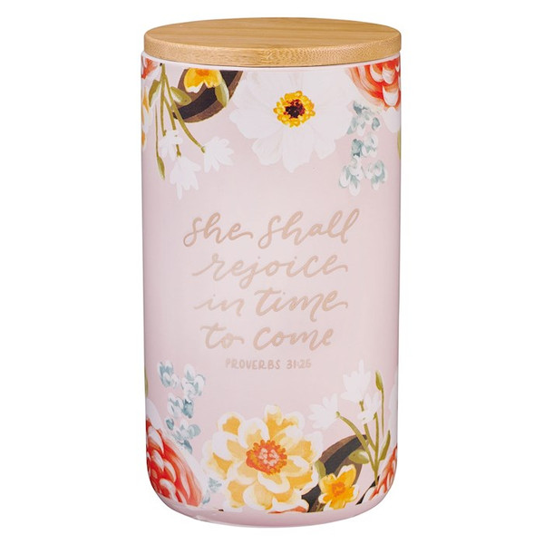 Gratitude Jar w/Cards She Shall Rejoice Prov. 31:25 by Christian Art Gift