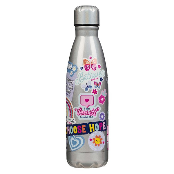 Water Bottle-Stainless Steel-Shine For Jesus Matt. 5:16-Silver by Christian Art Gift