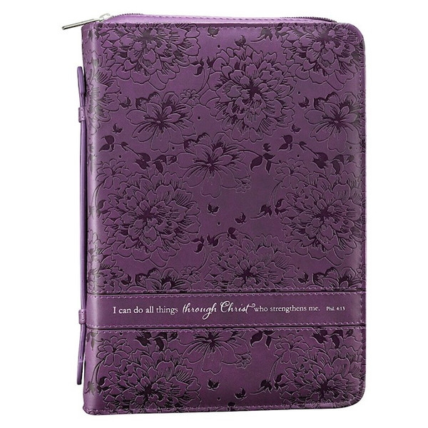 Bible Cover-Trendy Luxleather-Do All Things-MED-Purple by Christian Art Gift