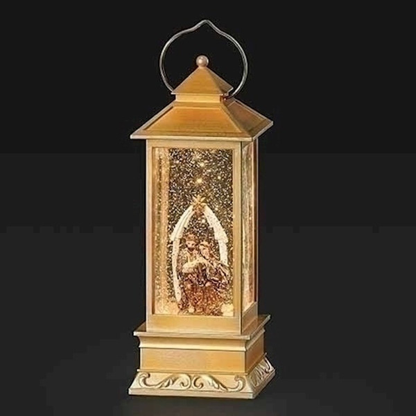 Lantern-LED Swirl Holy Family w/Arch-Gold (11"H) by Christmas