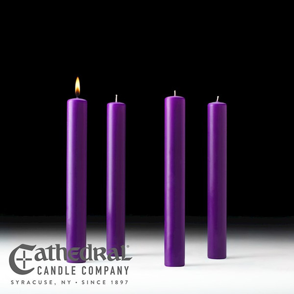 Advent Candle-4 Purple (1 1/2" x 12")-51% Beeswax/APE (Pack Of 4) by Advent