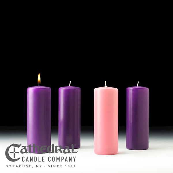 Advent Pillar Candle-3 Purple/1 Rose (3" x 8")-Stearine/SHE (Pack Of 4) by Advent