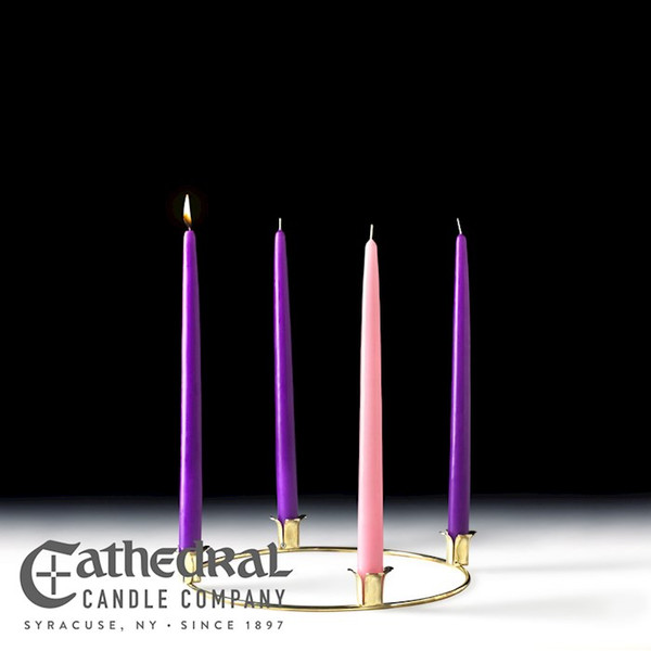 Advent Wreath-3 Purple/1 Rose (12" Candle) (10" D) by Advent