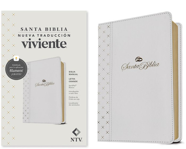 NTV Biblia Manual Letra Grande con Filament (NLT Handy Size Large Print Filament-Enabled)-White LeatherLike by Tyndale Espanol