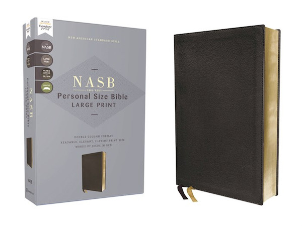 NASB 1995 Personal Size Large Print Bible (Comfort Print)-Black Calfskin Genuine Leather by Zondervan