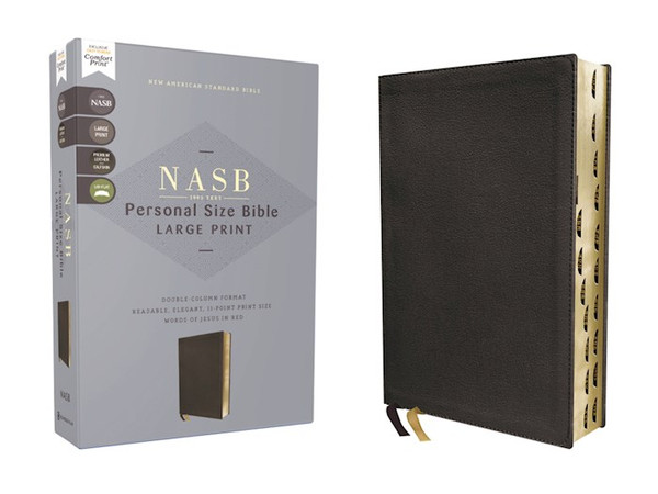 NASB 1995 Personal Size Large Print Bible (Comfort Print)- Black Calfskin Genuine Leather Indexed by Zondervan