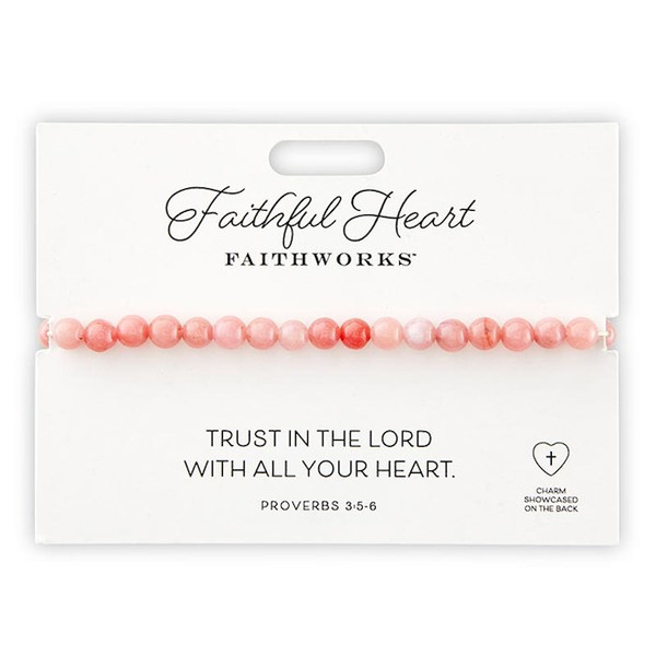 Bracelet-Trust In The Lord...-Pink Stone (Prov. 3:5-6) (7" Adjustable) by Kingdom Jewelry