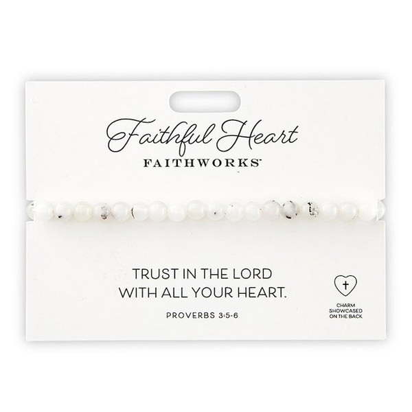 Bracelet-Trust In The Lord...-White Stone (Prov. 3:5-6) (7" Adjustable) by Kingdom Jewelry
