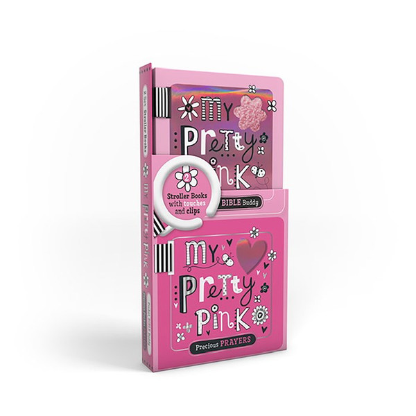 Shiny Vinyl Stroller Books Set (Little Precious Prayers & Bible StoRy Buddies)-Pink by Make Believe Ideas