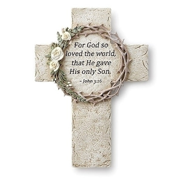 Wall Cross-Crown Of Thorns-John 3:16 (8"H) by Roman Inc