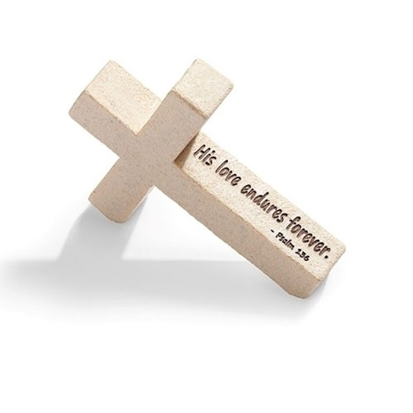 Side Cross-His Love Endures Forever-Faithstones (5.25") by Roman Inc