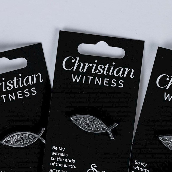 Lapel Pin-Jesus Fish-Silver (1 1/8") (Pack Of 6) by Swanson