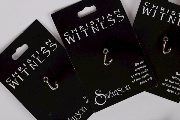 Lapel Pin-Fish Hook-Silver (1/2") (Pack Of 6) by Swanson