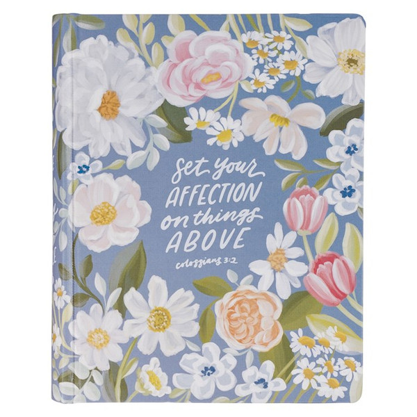 KJV Note-Taking Bible/Set Your Affections On Things Above (Col. 3:2)-Blue Floral Hardcover Faux Leather by Christian Art Gift
