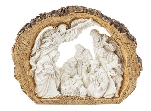 Figurine-Log Nativity (13 x 9.5 x 3) by Christmas