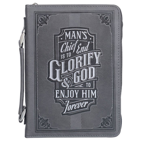 Bible Cover-Glorify God To Enjoy Him Forever-Gray-Large by Christian Art Gift