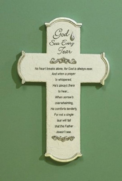Wall Cross-God Sees Every Tear w/Gift Card & Gift Box by Abbey Gift