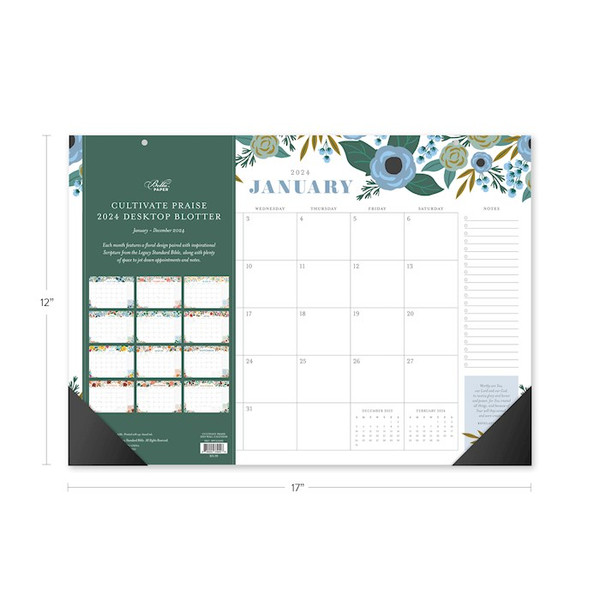 Calendar-Cultivate Praise 2024 Desktop Blotter Calendar by Bella Paper