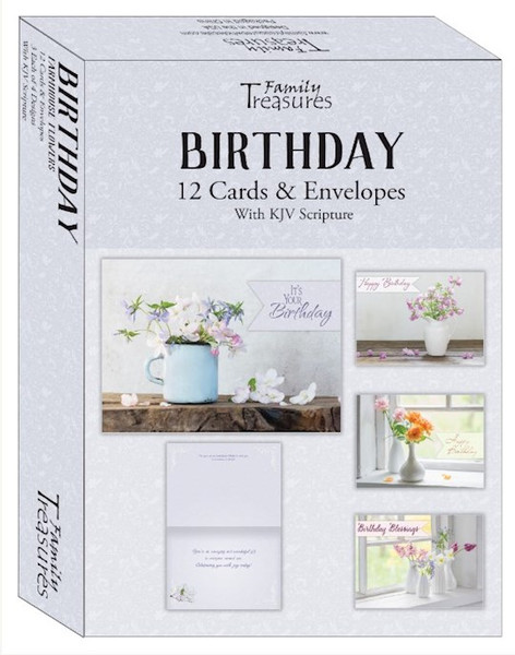 Card-Boxed-Birthday-Farmhouse Flowers (Pack Of 12) by Family Treasures
