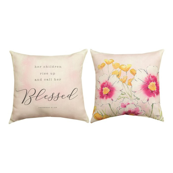 Pillow-Her Children Rise Up (12" x 12") by Manual Weavers