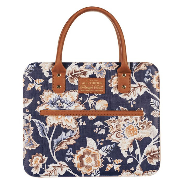 Bible Cover-I Can Do All Things (Philippians 4:13)-Toffee Brown/Navy Fashion-XLarge by Christian Art Gift