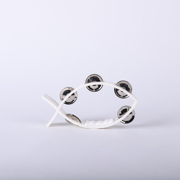 Instrument-Tambourine-Little Fish Shape-White (8" x 4 1/2") by Steel Cymbals