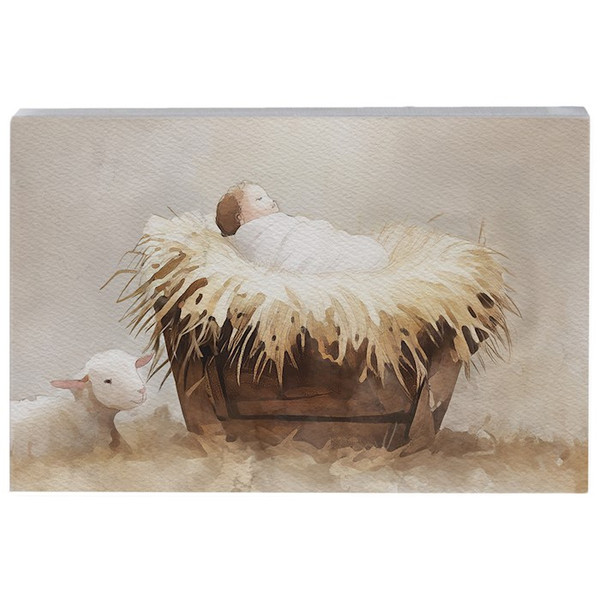 Small Talk Rectangle-Jesus Manger Art (3.5" x 5.25") by Christmas