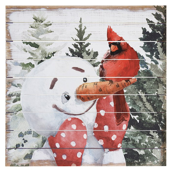 Perfect Pallet-Snowman Cardinal (14" x 14") by Christmas