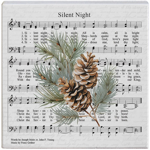 Small Talk Square-Silent Night Branch (5.25" x 5.25") by Christmas
