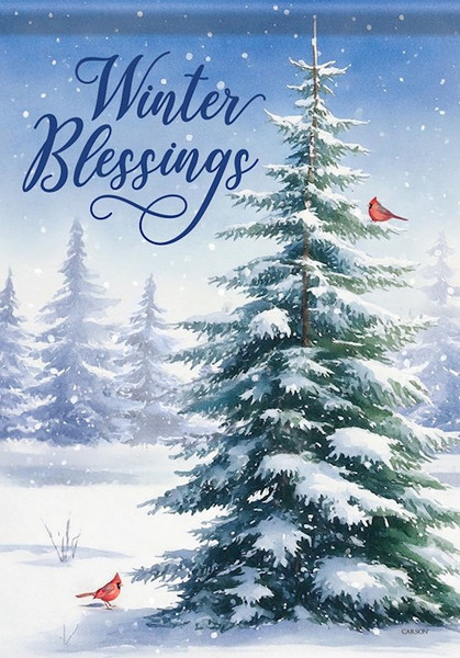Flag-Garden-Durasoft-Winter Blessings/Pine (12.5" x 18") by Winter