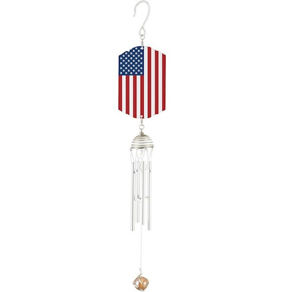 Wind Chime-Picture Perfect-American Flag (18"H x 3"W) by Carson Home Accent
