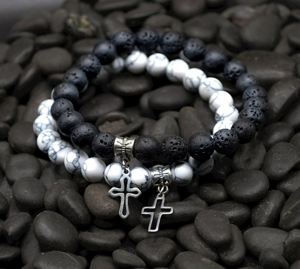 Bracelet-Eden Merry-Cross-Beaded-Set Of Two by Eden Merry