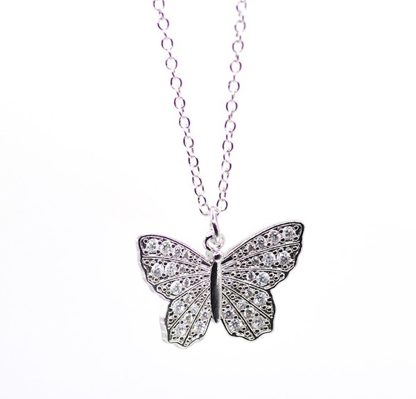 Necklace-Eden Merry-Butterfly-Crystal-Silver by Eden Merry