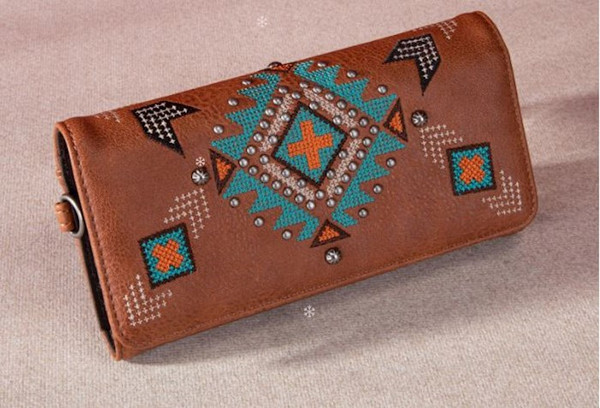 Wallet-Aztec Cross-Brown by Montana West