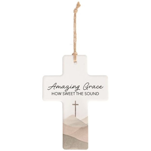 Cross Ornament-Amazing Grace How Sweet The Sound (5.5" x 4") (#27740) by Carson Home Accent