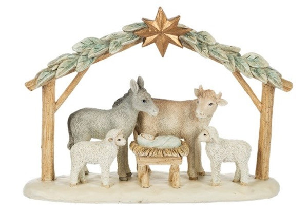 Figurine-Animals At Manger Scene (9.25" x 6.875") by Christmas