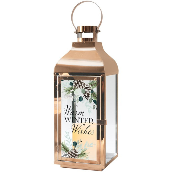 Lantern w/Flameless LED Candle & Timer-Warm Winter Wishes  (17" x 5.5" x 5.5") by Christmas