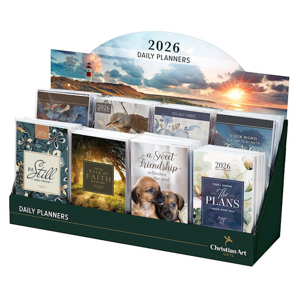 2026 Small Daily Planner Merchandiser (Pack Of 80) by Christian Art Gift