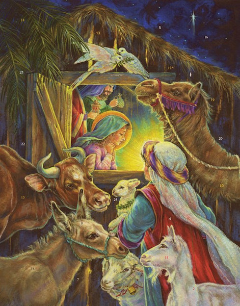 Large Advent Calendar-At The Manger (11 x 14) by Vermont Christmas