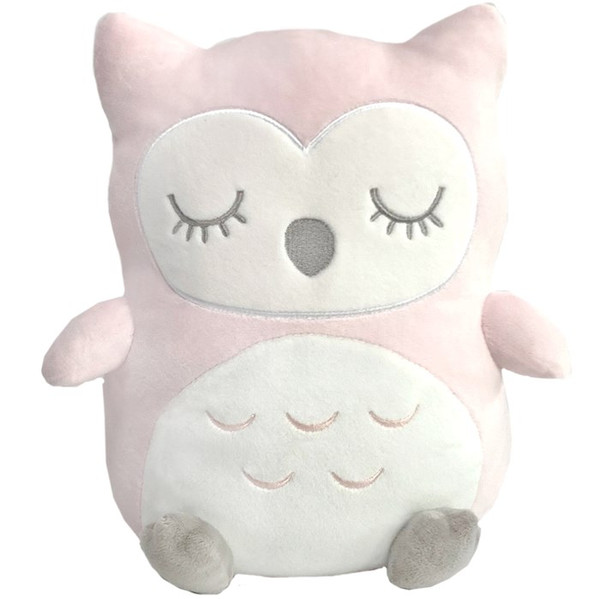 Plush-OwlyPuffs-Pink (10" H) by First & Main