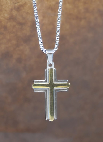 Necklace-Eden Merry-Cross-Silver/Gold by Eden Merry