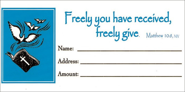Offering Envelope-Freely Given (Matthew 10:8) (Bill-Size) (Pack Of 100) by Broadman & Holman