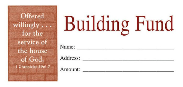 Offering Envelope-Building Fund (1 Chronicles 29:6-7) (No. 3 Size) (Pack Of 100) by Broadman & Holman