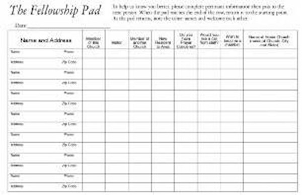 Attendance Pad-Fellowship Pads (50 Sheets) (Pack Of 5) by Broadman & Holman