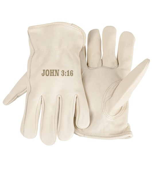 Gloves-Unlined-John 3:16-White (Medium) by Dexsa