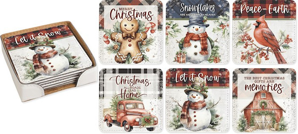 Coaster Set-Christmas Plaid Assorted (Pk/6) by Christmas