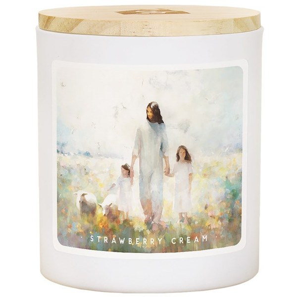 Candle-Jesus Children Art-Strawberry Cream (11 Oz - 2 Wick) by The Good Shepherd