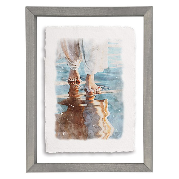Floating Art Rectangle-Jesus On Water (14 x 11) by The Good Shepherd