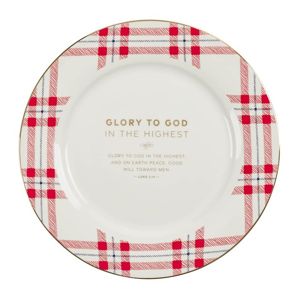Plate Set-Christmas Plaid (Set Of 4) (9" Dia) by Christian Art Gift