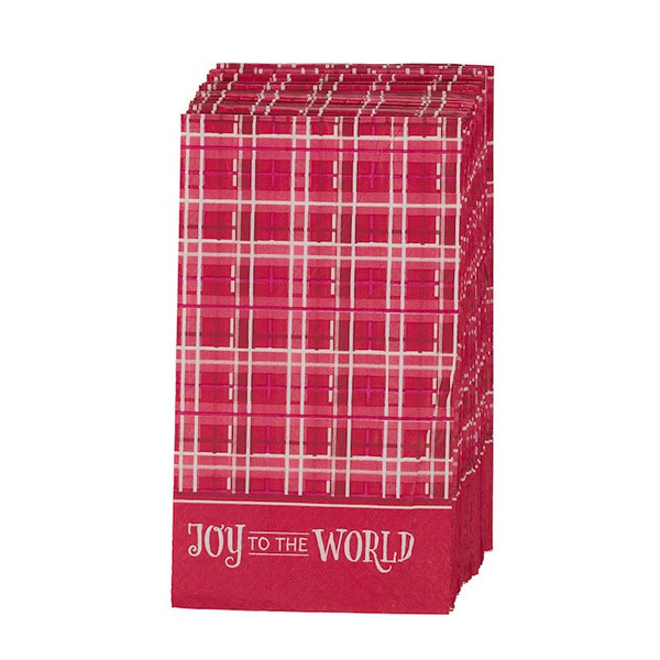 Napkins-Joy to the World-Plaid (Pack Of 12) by Christian Art Gift
